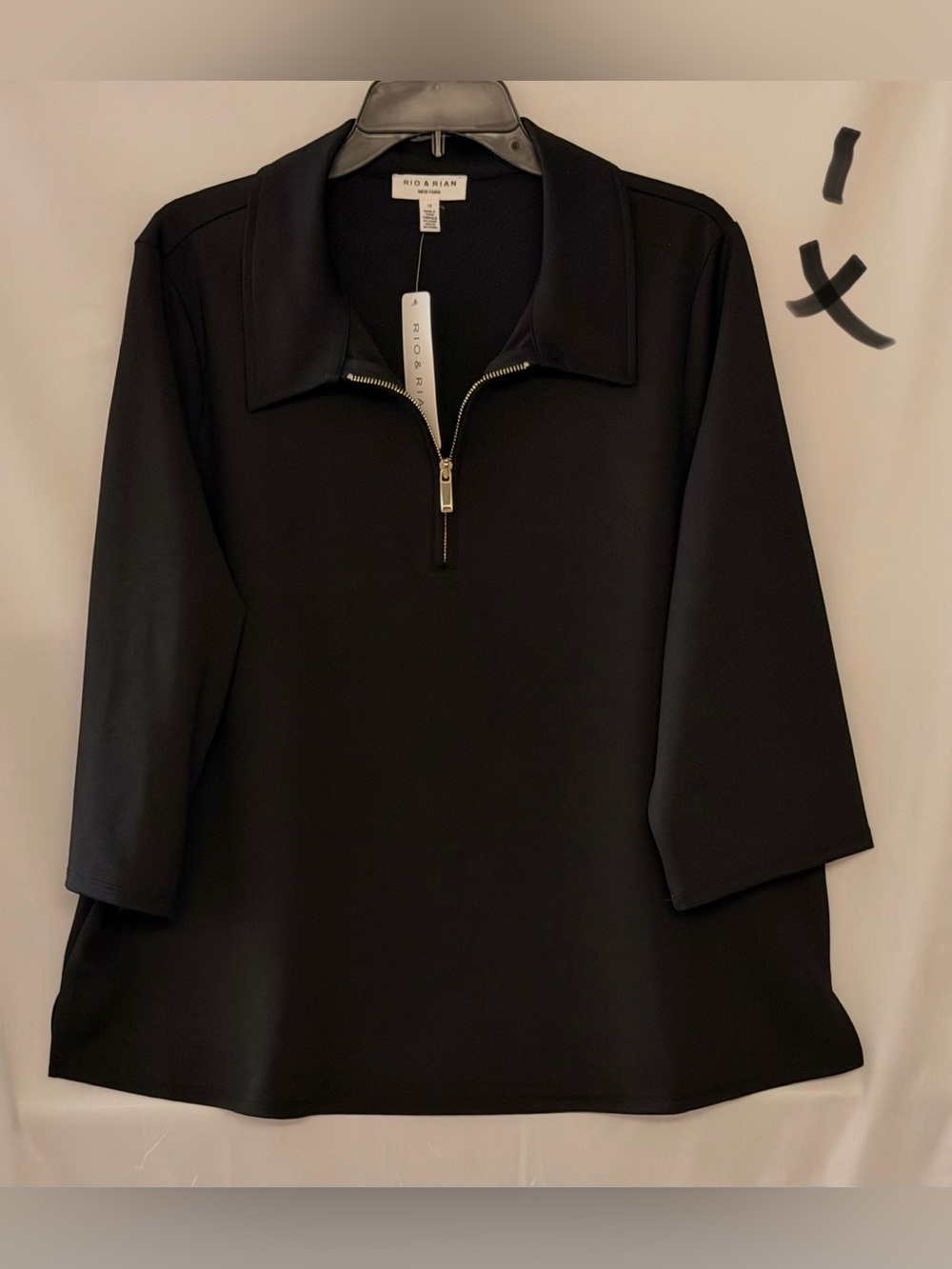 Black Quarter-Zip Collared Pullover